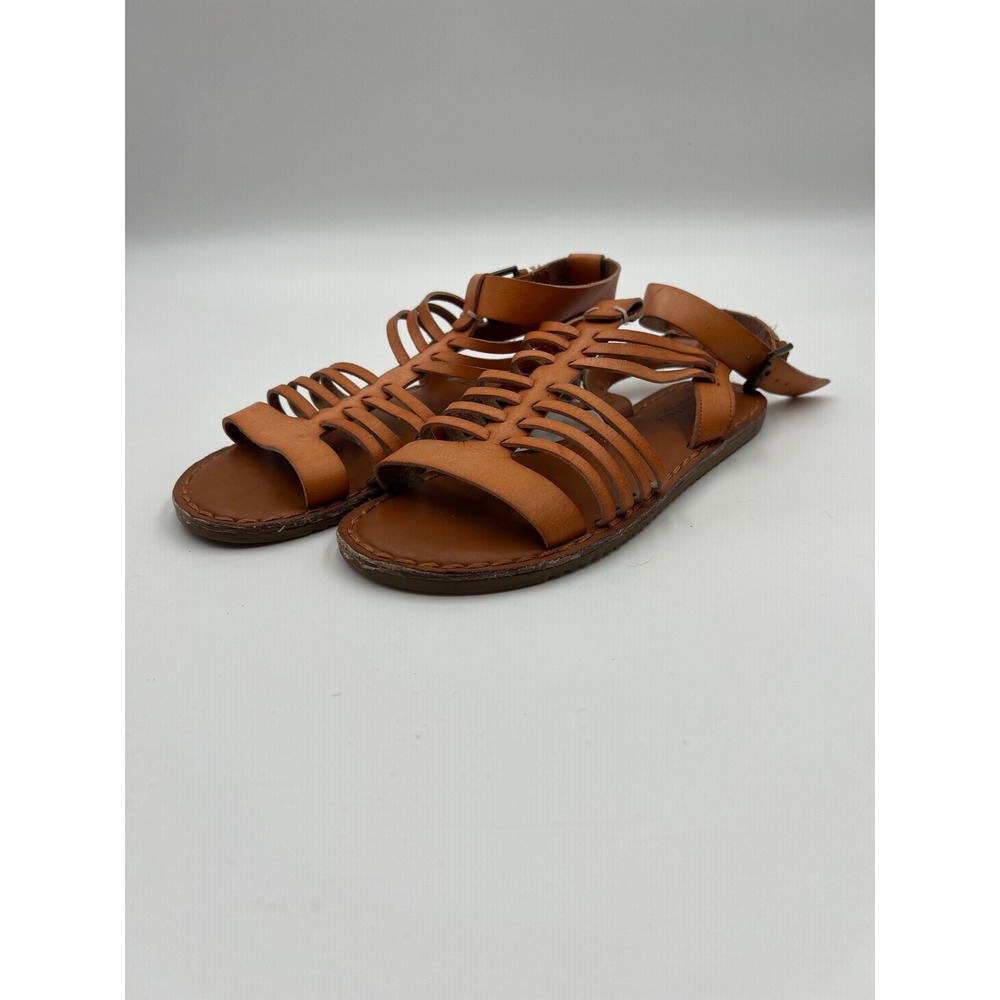 American Eagle Outfitters Womens Tan Leather Strappy Gladiator Sandals Size 8